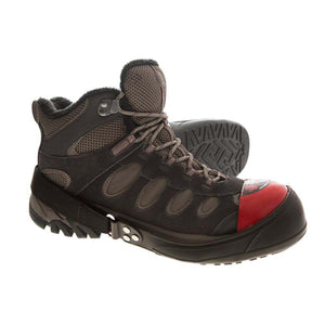 Impacto black lace up safety boot with red toe cap