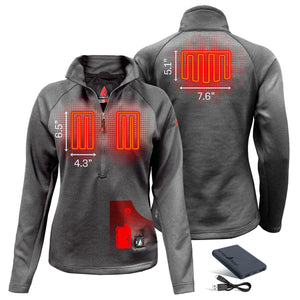 ActionHeat grey fleece jacket showing internal heating element placement and battery pack