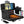 Alpcour black reclining stadium seat with integrated heat and massage features and cup holders