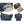 Thule blue duffel bag showing interior pockets, packed clothes, shoe compartment, and luggage handle pass-through