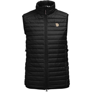 Black FjallRaven quilted vest with high collar and front zipper