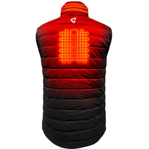 Back view of Gerbing heated vest showing internal heating elements in red