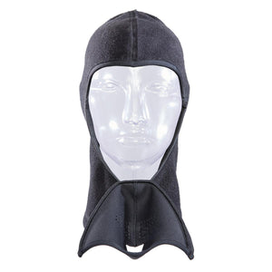 Seirus black fleece balaclava on a clear mannequin head
