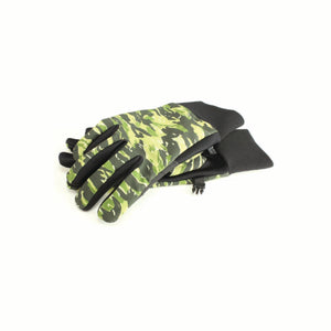 Seirus green camouflage pattern gloves with black cuffs