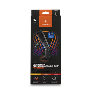 Therm-ic ultra warm performance heated socks with batteries in retail packaging