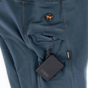 Mobile Warming heated base layer pants with battery pack connected in pocket