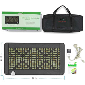 UTK Quantum Wave Infrared Heating Mat with 32 Passive Magnet Stones, 40 Tourmaline Stones, 148 Natural Jade Stones - 21"x38"