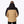 Back view of a person wearing a tan and black Mobile Warming hooded puffer jacket