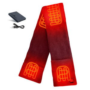 ActionHeat red heated scarf with battery pack and USB cable