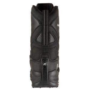 Back view of black Korkers wading boot with heel pull tab