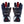 Black and white leather motorcycle gloves with red finger protectors and carbon fiber knuckle guards