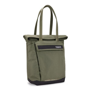 Olive green Thule tote bag with black base and front pocket