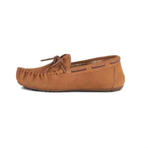 Cloud Nine Sheepskin tan suede moccasin slipper with leather lace tie