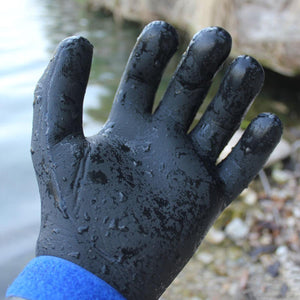 Glacier Glove black waterproof textured glove with blue cuff