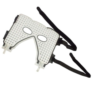 White perforated silicone face mask with black adjustable head straps