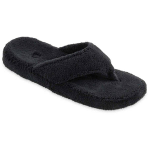 Acorn black terry cloth thong slipper