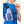 Person wearing a blue Nathan hydration vest with a drinking tube held in hand