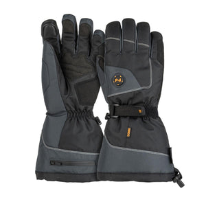 Mobile Warming black heated gloves with adjustable wrist strap and zipper pocket