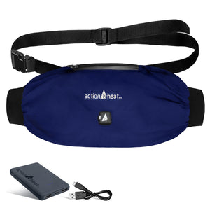 ActionHeat blue heated waist pack with power bank and charging cable