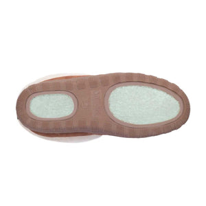 Cloud Nine Sheepskin slipper sole with textured brown rubber tread and light green inserts