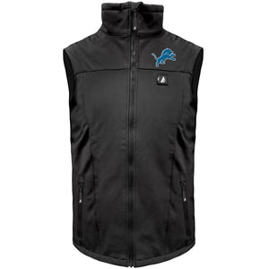 ActionHeat black Detroit Lions heated vest with front zipper and logo