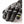 Black and white patterned winter glove with leather fingertips and reflective grey stripes