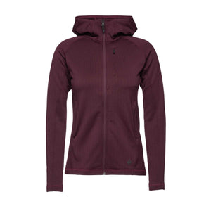 Black Diamond women's burgundy full zip hooded fleece jacket