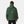 Back view of a person wearing a green Helly Hansen hooded rain jacket