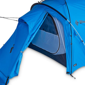 Black Diamond blue tent with open door showing mesh interior