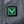 Green illuminated power button with V logo on grey fabric