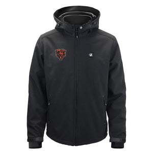 ActionHeat black softshell hooded jacket with Chicago Bears logo