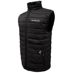Gerbing black quilted heated vest with high collar and front zipper
