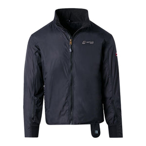 Venture Heat black zip up heated jacket with high collar and zippered pockets