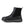 Black leather ankle boot with side zipper and textured rubber sole