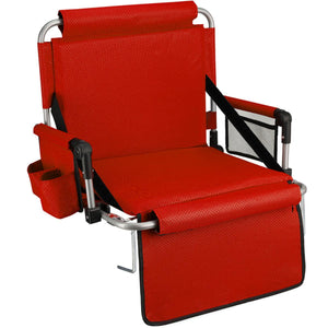 Alpcour red folding stadium seat with armrests and side pockets