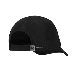 Back view of a black Mission HydroActive baseball cap with adjustable strap