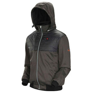 Pioneer black and grey hooded softshell jacket with front zipper