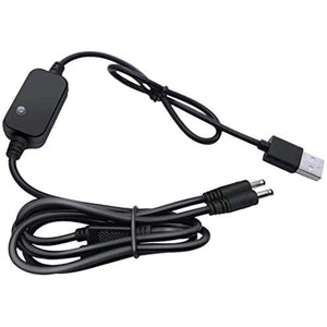 Black USB to dual DC power cable with inline control switch