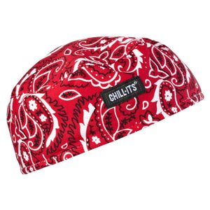 Chill-Its red and white paisley print skull cap