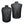 Front and back view of a black sleeveless vest with a white logo on the chest