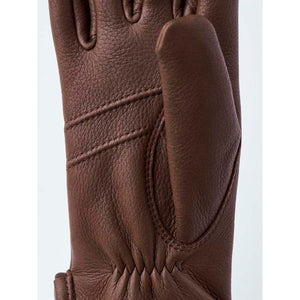 Hestra brown leather glove palm detail