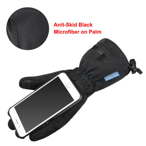 Black winter glove with anti-skid microfiber palm and smartphone pocket