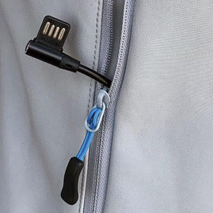 Volt Heat jacket battery charging cable inside pocket