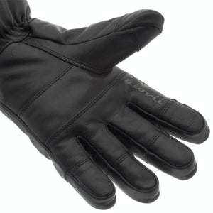 Black leather Glovii heated glove with stitched detailing