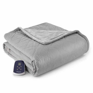 Shavel grey quilted electric blanket with digital controller