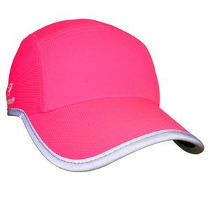 Headsweats neon pink performance running cap with reflective trim