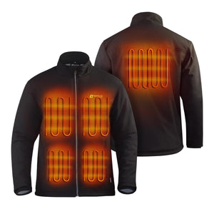 Venture Heat black heated jacket showing internal heating elements on front and back