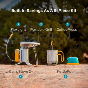 BioLite CampStove Complete Cook Kit - Portable Wood Cooking System