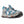 Korkers grey and blue water sandal with toggle lacing and black rubber toe cap