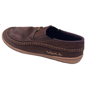 Brown Volt slip on slipper with stitched detailing and textured rubber sole